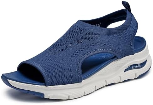 Arch Fit City Catch Damen Sandalen, Navy Knit, 40 EU