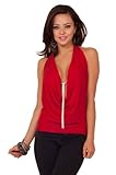 Hot from Hollywood Women's Halter Cowl Neck Bikini Metal Dangle Backless Top