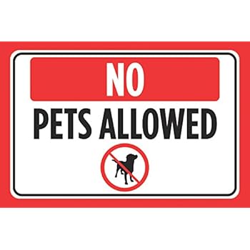 No Pets Allowed Red Black Picture Horizontal Window Business Office Store Front Poster Print Cashier Sign - Aluminum M
