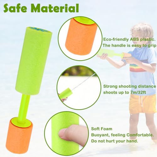 Aottom Pack of 8 Children's Water Pistols, Foam Water Pistols, 15.5 cm Set with 100 Water Bomb Balloons, Spray Gun, Water Colourful for Boys and Girls, Party, Beach, Pool Toy