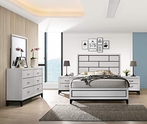 Roundhill-Furniture-Stout-Contemporary-Panel-Bedroom-Set-with-Queen-Bed-Dresser-Mirror-2-Night-Stands-White Roundhill Furniture Stout Contemporary Panel Bedroom Set with Queen Bed, Dresser, Mirror, 2 Night Stands, White