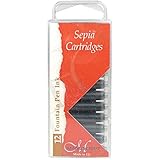 Manuscript Fountain Pen Ink Cartridges 12/Pkg-Sepia