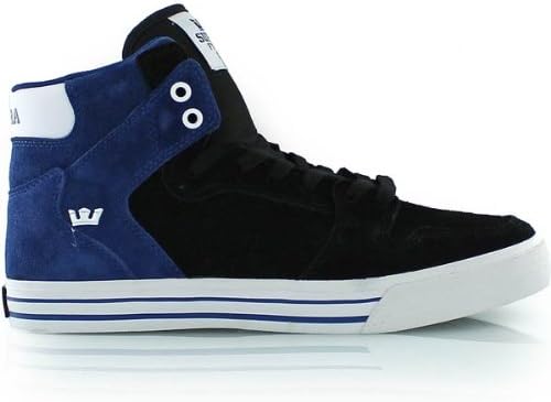 Supra Vaider High Top Skate Shoe - Men's Black/Navy Suede/White, 11.0