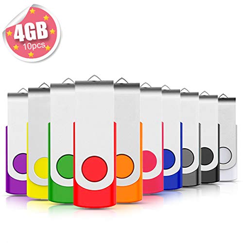 EASTBULL USB Stick 10 stück Einklappbarer 4GB USB 2.0 Transmemory Memory Stick, 10 Farbe