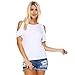 Isaac Liev Women's Open Cutout Cold Shoulder Short Sleeve Top - Made in USA
