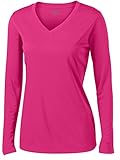 Joe's USA(tm) - Ladies Long Sleeve Moisture Wicking Athletic Shirts, Pink Medium