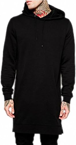 New Arrival Black Solid Fleece Hip Hop Oversize Men Hoody Longline Fashion Hoodies Sweatshirts Men