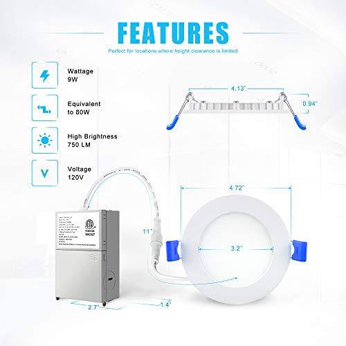 Ensenior 6 Pack 4 Inch UltraThin LED Recessed Ceiling Light with
