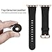 OUHENG Compatible with Apple Watch Band 38mm 40mm, Women Genuine Leather Band Replacement Strap Compatible with iWatch Series 5 4 3 2 1 40mm 38mm, Black Band + Rose Gold Adapter