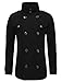TAM WARE Mens Classic Wool Double Breasted Pea Coat TWCC06-BLACK-US M