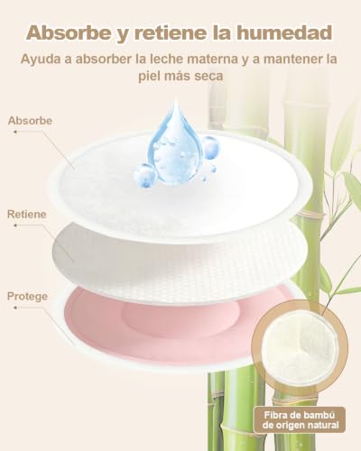 Oiomniv Discos de Lactancia Reutilizables, 14 uds, Bambú | 14 Discos · Alta absorción · Antifugas · Bambú OEKO-TEX® · Lavables · Anatómicos · Bolsa de lavado · Bolsa de viaje