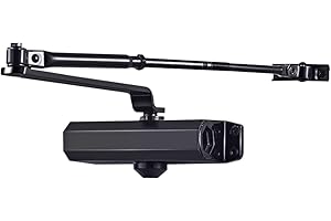 Hydraulic Door Closer, Cast Aluminum,0-180 Degree Position, Automatic Door Closing, 45 kg Capacity, Adjustable, Black (Capaci
