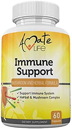 Immune Support Maximum Defense - Immune System Booster Vitamins C & E Mushroom Supplement Plus 20 Active Ingredients Antioxidants Immunity Booster Men and Women 60 Capsules by Amate Life Made in USA