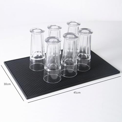 Homtone 45 x 30 cm Set of 3 Black Bar Mats Kitchen Mat for Glasses Cocktail Counter