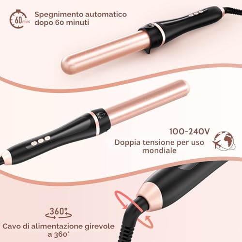 NWOUIIAY Curling Iron 5 in 1 Set Ceramic Curling Iron with Adjustable Temperature 80 °C - 230 °C and LCD Display Wave Straightener for Hair with 9-32 mm Different Irons and Automatic Shut-off