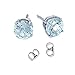 FANTOM 2.00 Carat Total Weight Sterling Silver Simulated Aquamarine Colored Round Cubic Zirconia Stud Earrings- March