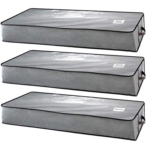 SmartCube Underbed Storage Bag 3 Large Under-the-Bed Storage Bins with Reinforced Handles Foldable Under-Bed Storage…