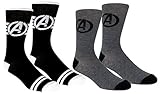 Marvel Mens Avengers Logo Casual Crew Socks 2 Pair Pack Multi-Color, Shoe size 6-12