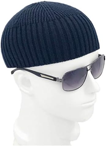 Men Knitted Hat Wool Blend Cap Brimless Hip Hop Hats Casual Black Navy Grey Retro Vintage Fashion New