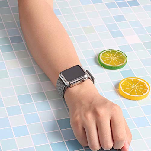 QIENGO Compatible with Apple Watch Band with Case 44MM, Soft Nylon Strap with Silicone Screen Protector, Replacement for iWatch Sport Series 4 (Spruce Fog, 44mm)