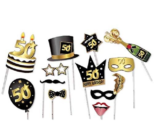 ACCESSORIES FOR PHOTO PARTY 50 years - 12 pcs - 50th Birthday Party