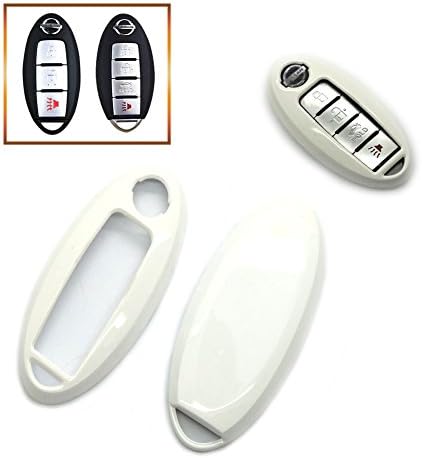 Smart Remote Key Fob Case Cover Shell 3 4 5 Buttons Gloss/Fros Metallic Painted PlasticKey Cover For NISSAN (White)