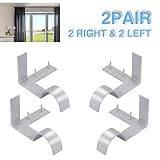 Single Curtain Rod Brackets - Silver, 2 pair 4 PCS Curtain Rod Holder Set, Decoration for supporting Single Rod Curtain in Bedroom & Home, tap in Window Frame (Include Fixed Screw free from Drilling)