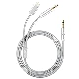 UNOOE iPhone 8 Aux Cord Aux Cable to iPhone 7 iPhone 8 Plus with Two 3.5mm Headphone Audio Jack Cable to Lightning Connector for iPhone, iPad, iPod, Car Home Stereo, Beats Headphone, Speaker, Silver