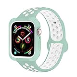 BRG Apple Watch Case with Band, Shock-proof and Shatter-resistant Protective Case with Silicone Sport iWatch Band for Apple Watch Series 3/2/1 Nike+ Sport Edition 38mm S/M, Mint Green/White