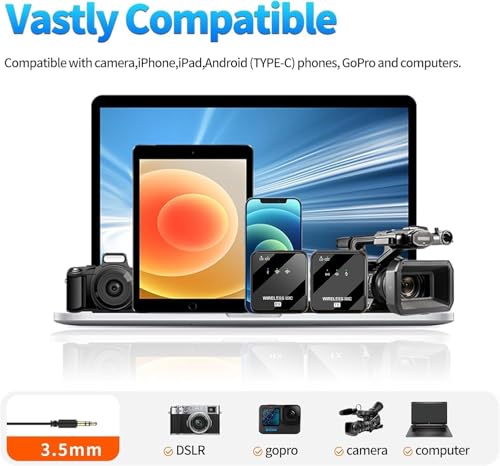 2025 Professional Studio Sound 3 in 1 Microphone for iPhone/Android/Camera, Wireless Lavalier Microphone, Mini Microphone for Record Interview, Vlogs, YouTube, Tiktok