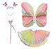 Spooktacular Costume Fairy Wings Set with Tutu, Wand, Headband - Rainbow