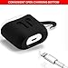 Apple AirPods Case,GEOTEL Premium Silicone & Protective AirPods Case Cover with Carabiner and Open Bottom for Charging (Black)