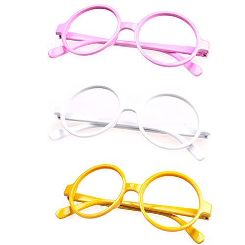 Set of 3 FancyG® Retro Geek Nerd Style Round Shape Glass Frame NO LENSES SET116