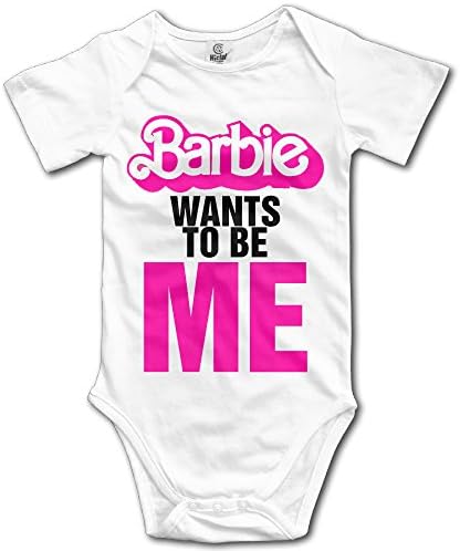 Boys &amp; Girls Barbie Wants To Be Me Short Sleeve Romper Outfits White 18 Months