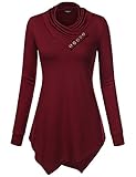 Laksmi Tunic Tops, Women's Long Sleeve Easy Fit Asymmetrical Hem Pullover Sweatshirt Wine XX-Large