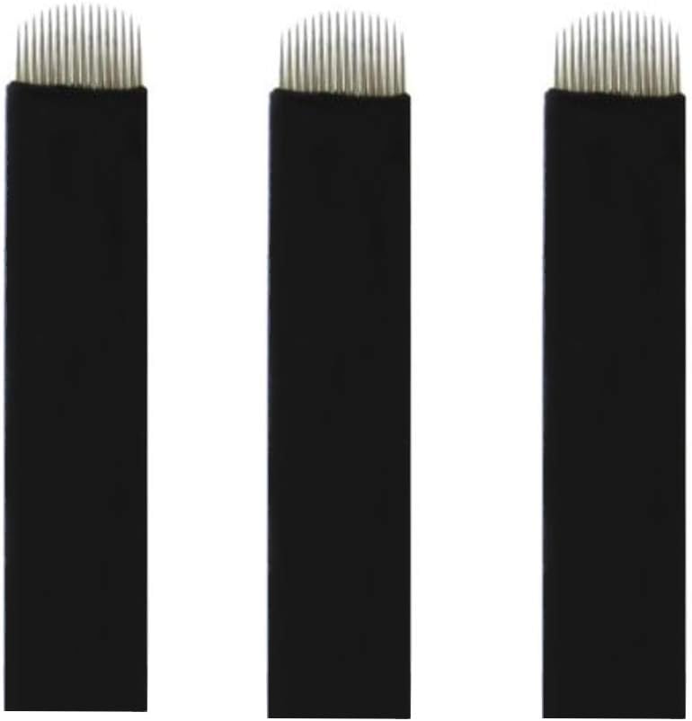 50pcs Black Microblading Needles 16U 0.18mm Blade Permanent Makeup Tattoo Needle for Manual Pen Available size 12U,14U,16U,18U,7F,12F,14F,16F,18F,21F