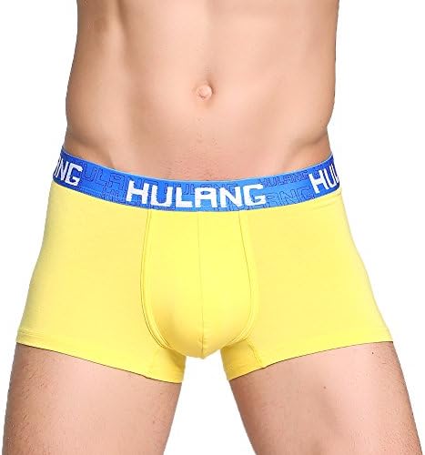 HULANG Men’s Underwear Low Rise Stretch Trunks Pack (L(31'-33''), Yellow)