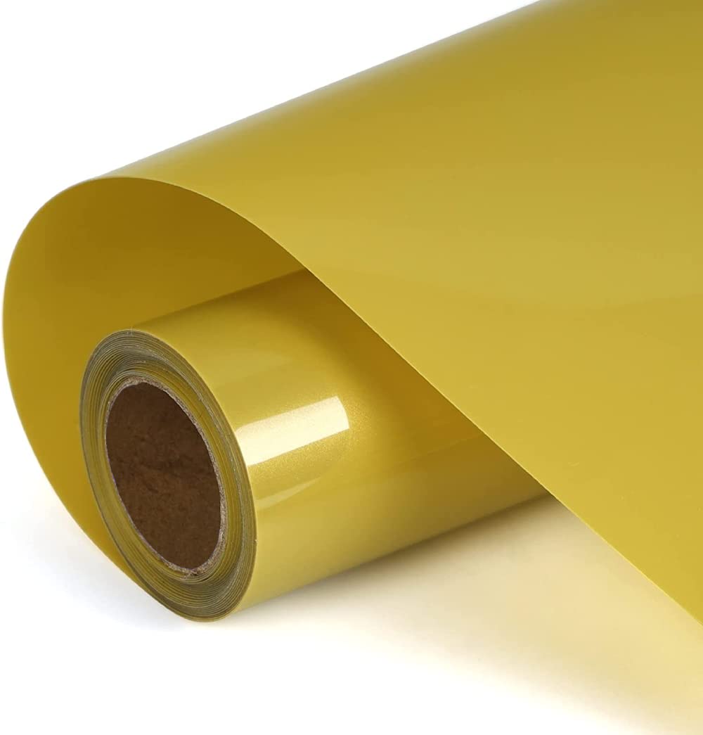 HEINAROMAN Plotter Film Textile 30.5 cm x 152 cm Flex Film Plotter Textile for Silhouette Cameo, Used in DIY T-Shirt Clothes and Other Fabrics, Easy to Cut and Weave (Gold)