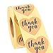 Thank You Stickers Roll - 500-Piece Heart Shape Thank You Labels, Ideal for Scrapbooking, Crafting, Party Favors, Kraft Paper Adhesive Labels, Natural Brown, 1.5 Inches in Diameter