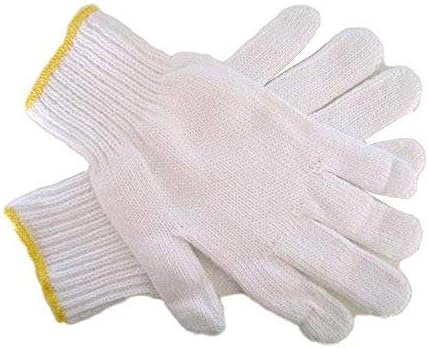 Safety Grip Protection Knit Cotton Gloves For Light To Medium Duty Work White-One Size Large (300)