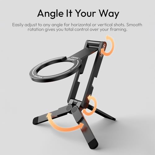 ULANZI MA60 Magnetic Phone Tripod Stand for iPhone - Aluminium Smartphone Mini Tripod Pocket Cell Phone Stand Strong Magnet Quick Mount Compatible with iPhone 17 16 15 14 13 12 Series, Black