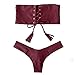 PiePieBuy Women Sexy Tube Top Lace Up Push Up Tie Side Pantie Triangle Brazilian Thong Bikini Two Piece Bathing Suit