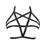 Jelinda Womens Sexy Goth Pentagram Harness Strappy Body Caged Bra Halloween Costume (y002)