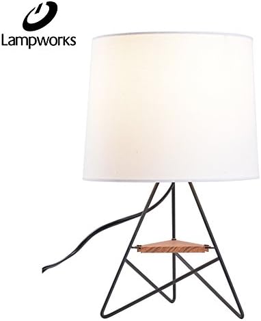Lampworks Table Lamp Modern Design Bedside Lamp Wooden Partition Metal Bracket Desk Lamp Industrial Light for Bedrooms Living Room(Bulb Not Included)