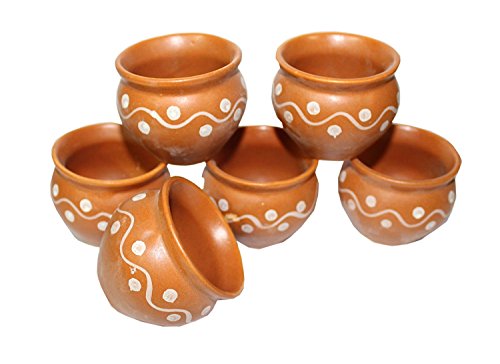 Creativegifts Ceramic 6 Pc Kulhar Kulhad Cups Traditional Indian Chai Tea Cup (2x2 inch) (color-1)