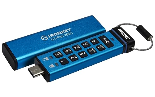 Kingston IronKey Keypad 200C 32GB Verschlüsselter USB | Alphanumerische Tastatur | Multi-Pin-Zugang | XTS-AES 256-bit | FIPS 140-3 Level 3 Zertifizier