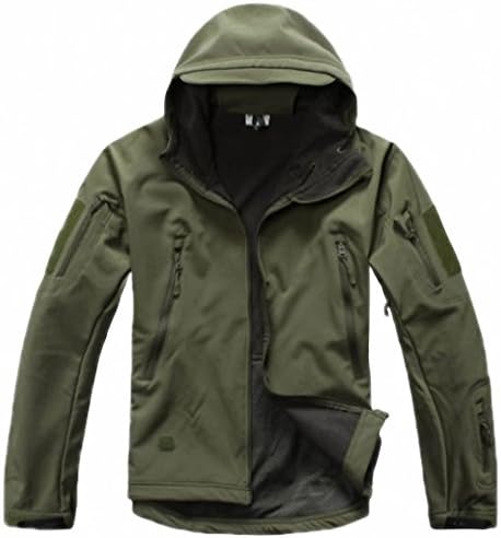 Army Camouflage Man Coat Military Jacket Waterproof Windbreaker Tactical Softshell Hoodie Jacket Winter Outwear Green XXXL