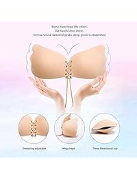 Sujetador sin respaldo sin tirantes Pushup Sujetadores autoadhesivos adhesivos para dama, color beige