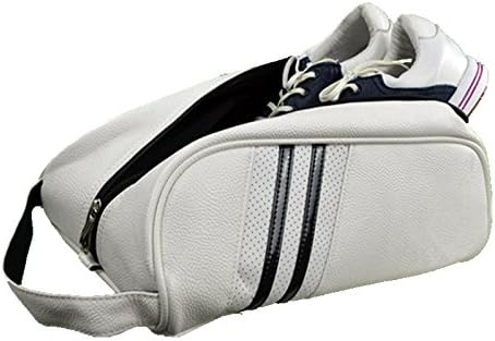 Click sports Golf Shoe Bags - Zippered Shoe Carrier Bags Pu leather Waterproof (white)