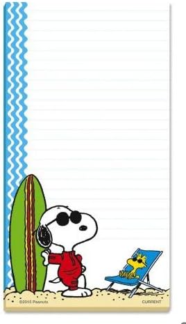 Peanuts Worldwide Summertime Fun Snoopy and Woodstock Lined Magnetic Notepad